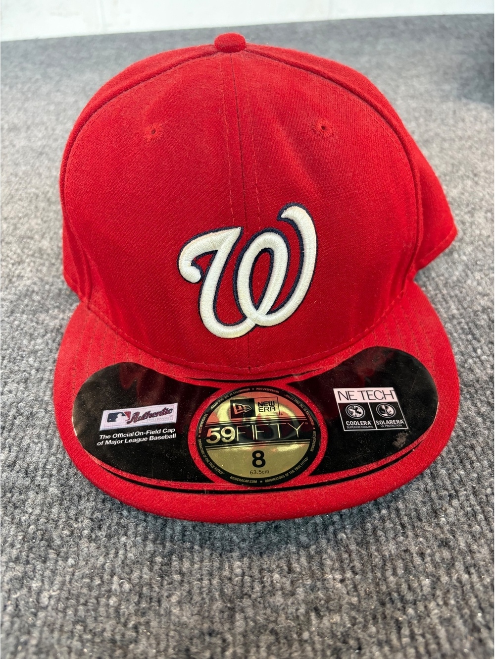 New Era Washington Nationals 59Fifty On Field Cap Red Fitted MLB Hat Size 8